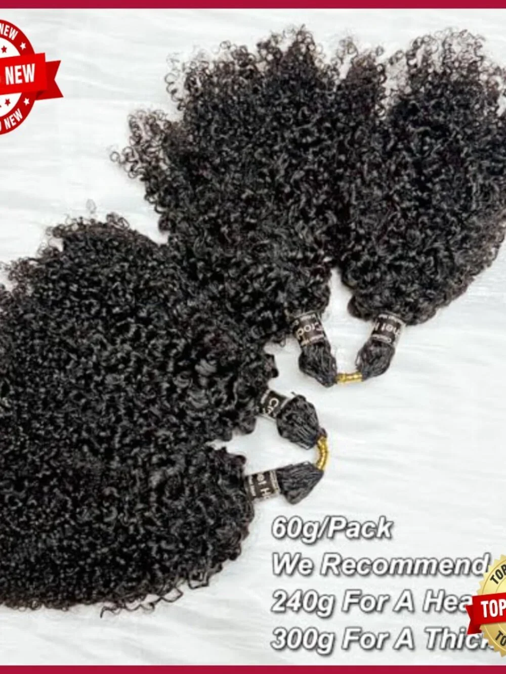 20in Human Hair Extensions, Kinky Curly Crochet Braids, Pre Looped